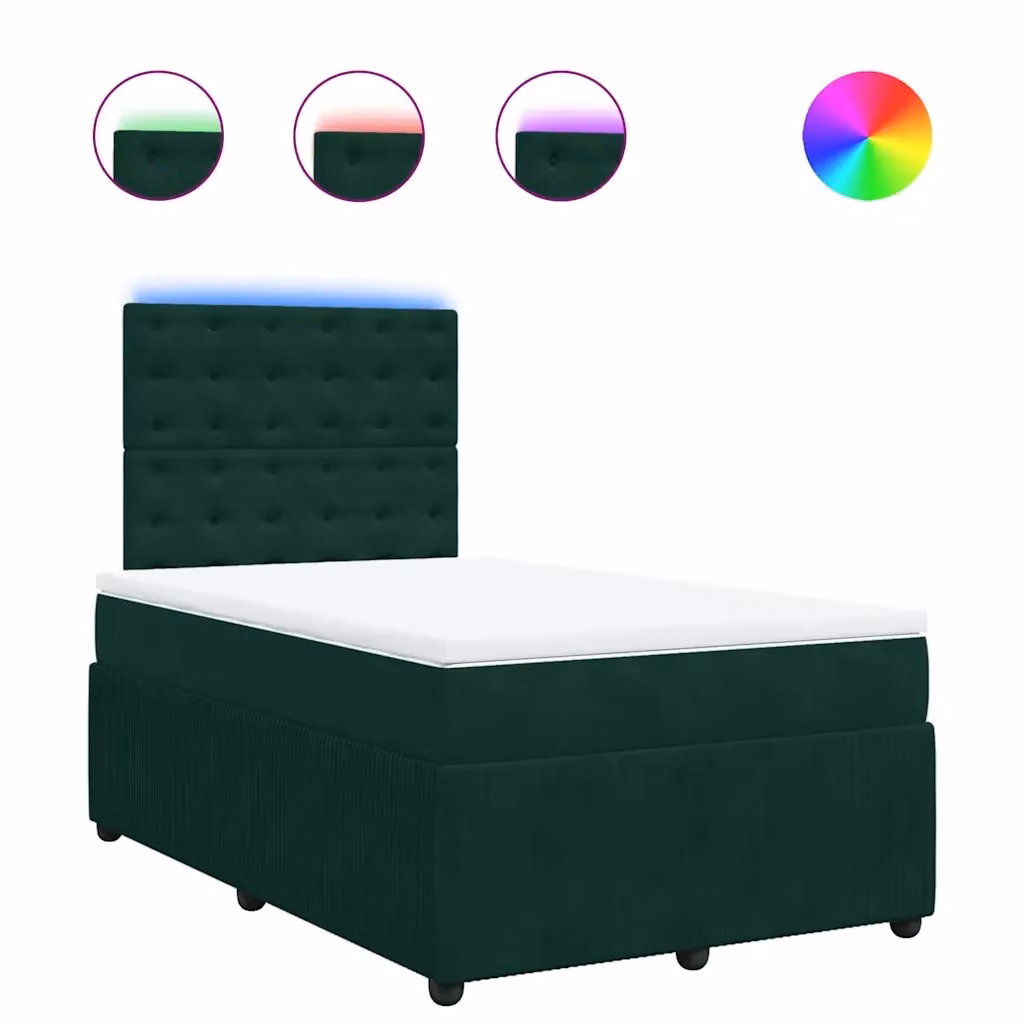vidaXL Giroletto a Molle con Materasso Ibrido in Velluto Verde Scuro L/P/H: 120 x 190 x 150,5 cm – 2