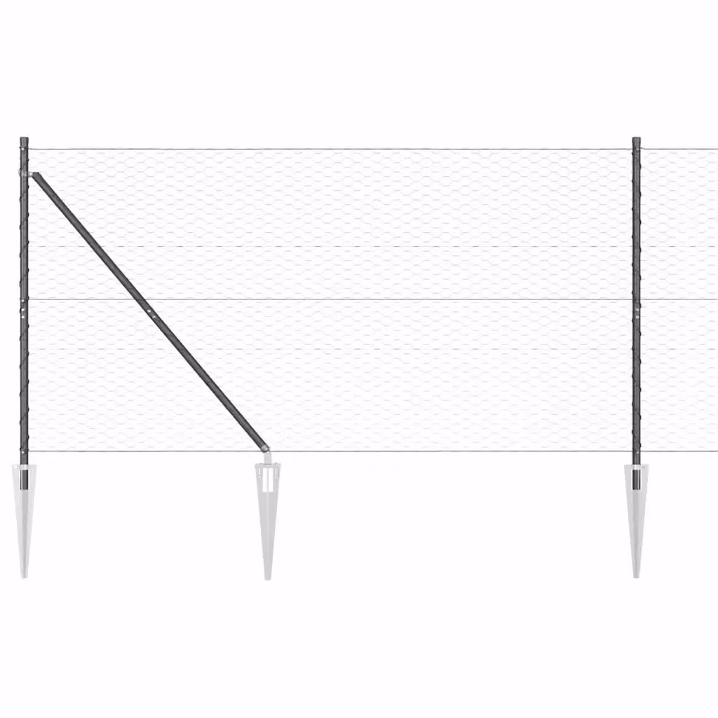Recinzione esagonale con pali vidaXL in acciaio rivestito in PVC, Grigio, L: 25 m, H: 1,4 m – 2