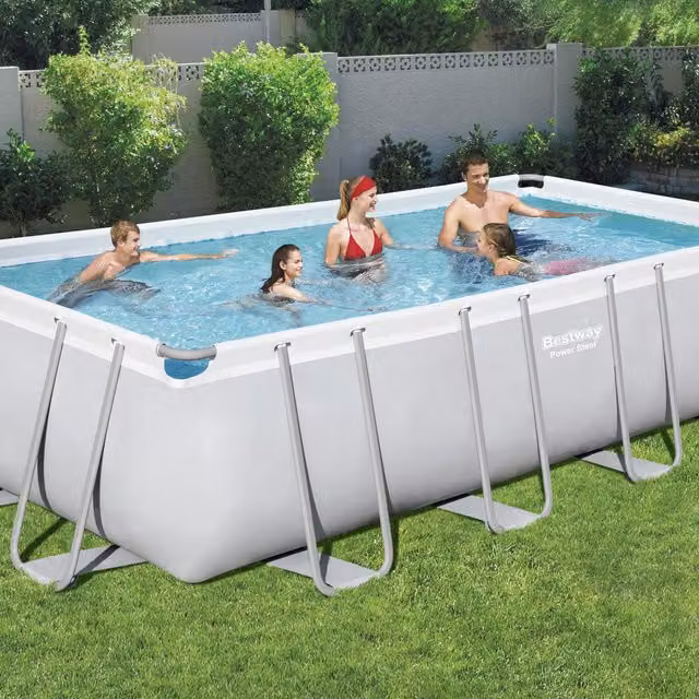 Piscina rettangolare Bestway con filtro a sabbia, colore grigio, L: 549 cm, P: 274 cm, H: 122 cm