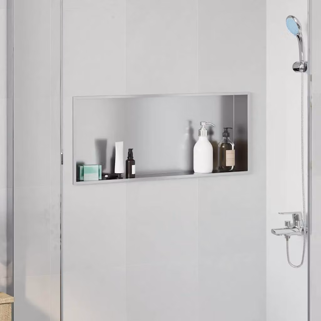 Nicchia per doccia vidaXL in acciaio inox color argento L: 75 cm, P: 30 cm, H: 9,5 cm