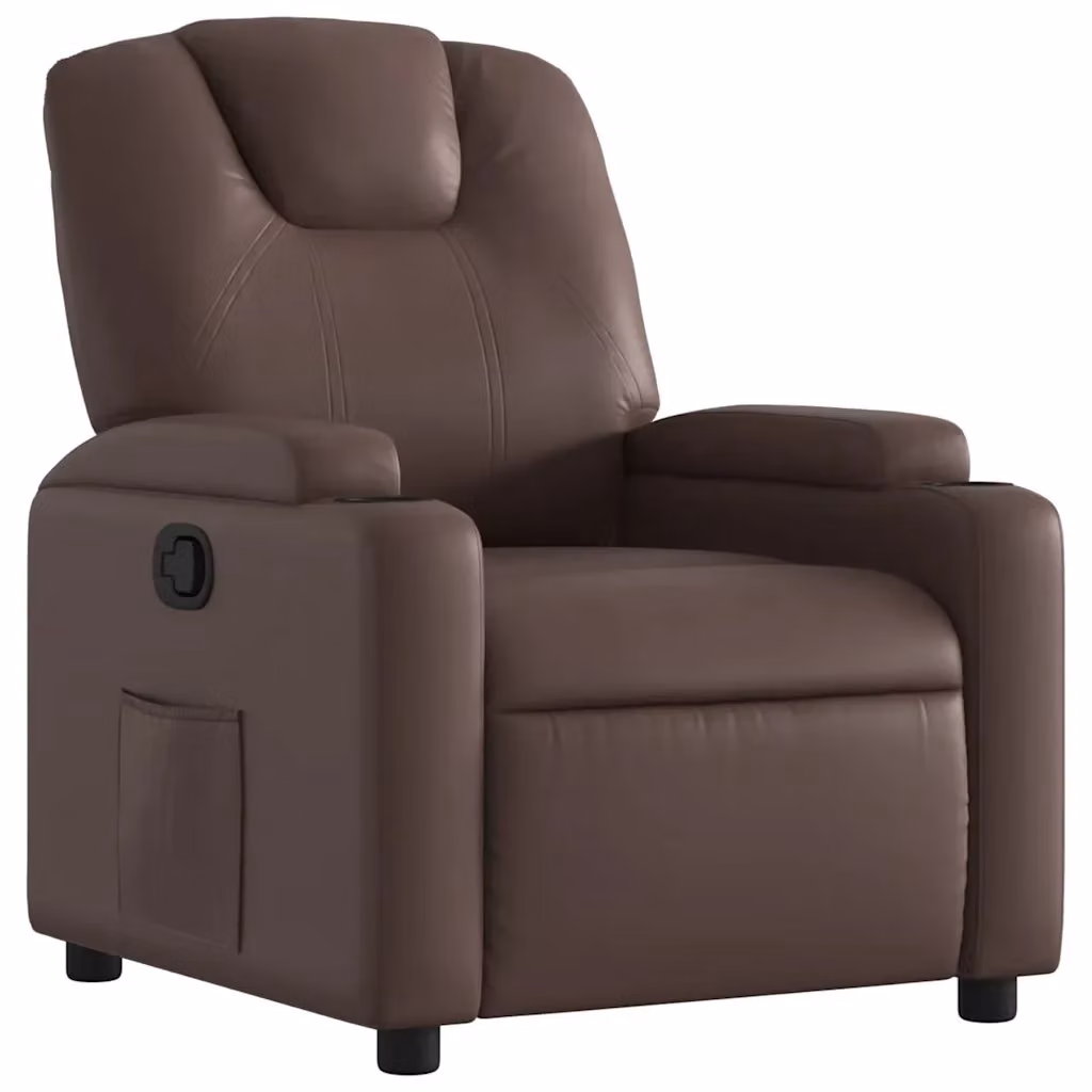 Poltrona Reclinabile Relax vidaXL in Similpelle Marrone con Braccioli e Regolazione Manuale – 2