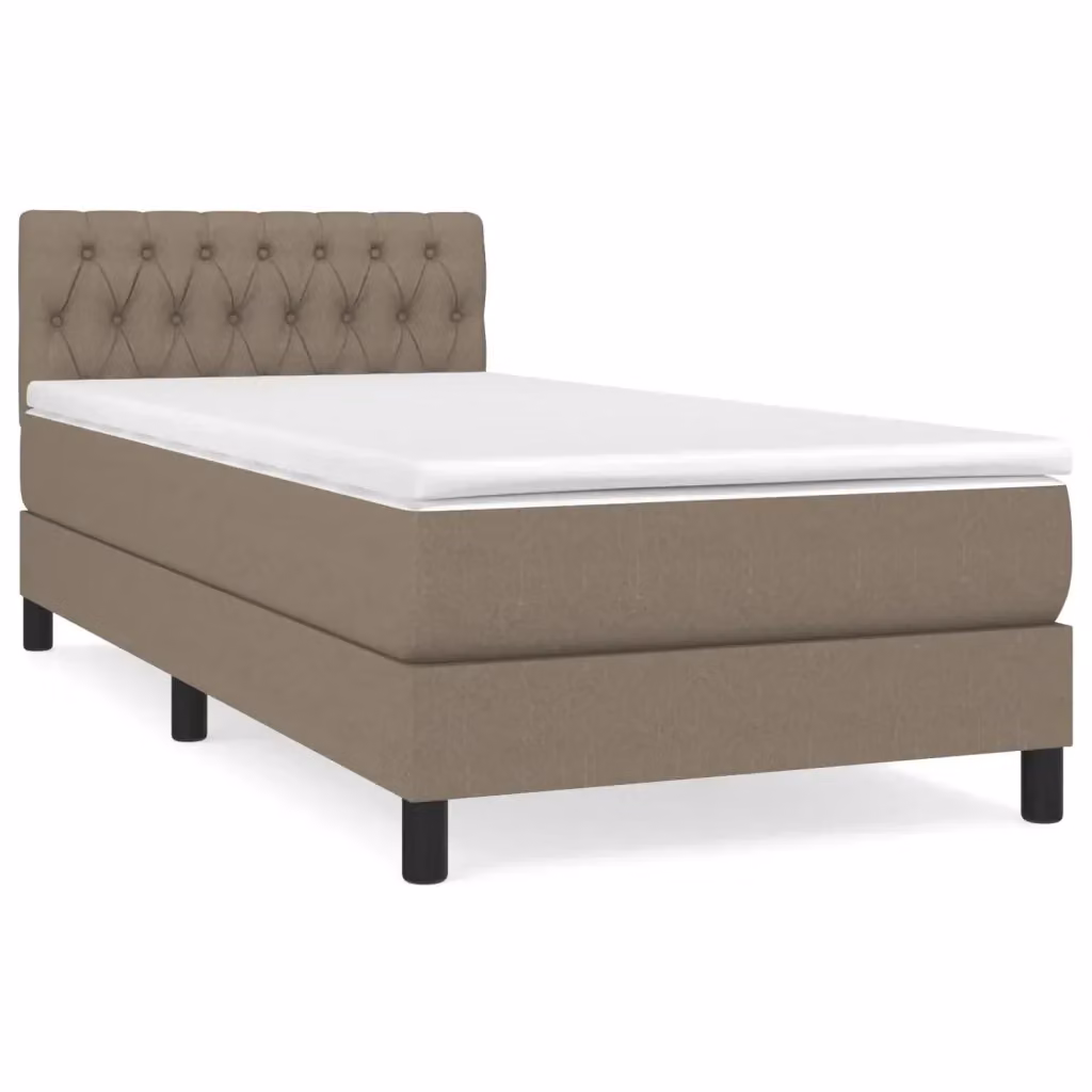 vidaXL Letto Ibrido con Giroletto a Molle e Materasso in Tessuto, Colori Beige, Bianco o Grigio, L/P: 100 x 200 cm – 2
