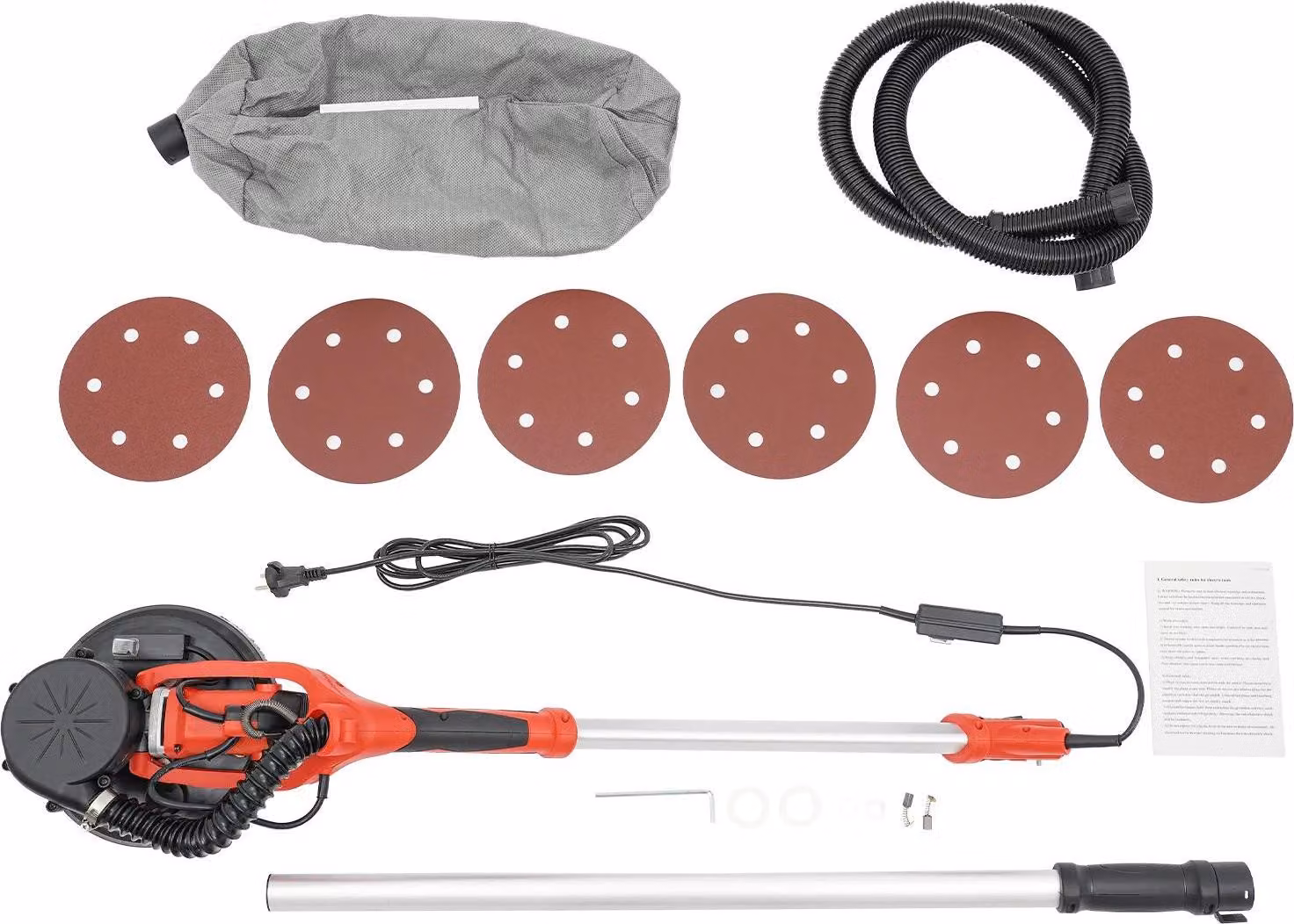 Levigatrice per cartongesso - Levigatrice per muri - 750 W - 800-1800 giri/min - Velocità regolabile - Luce LED - Per stucco - Rosso
