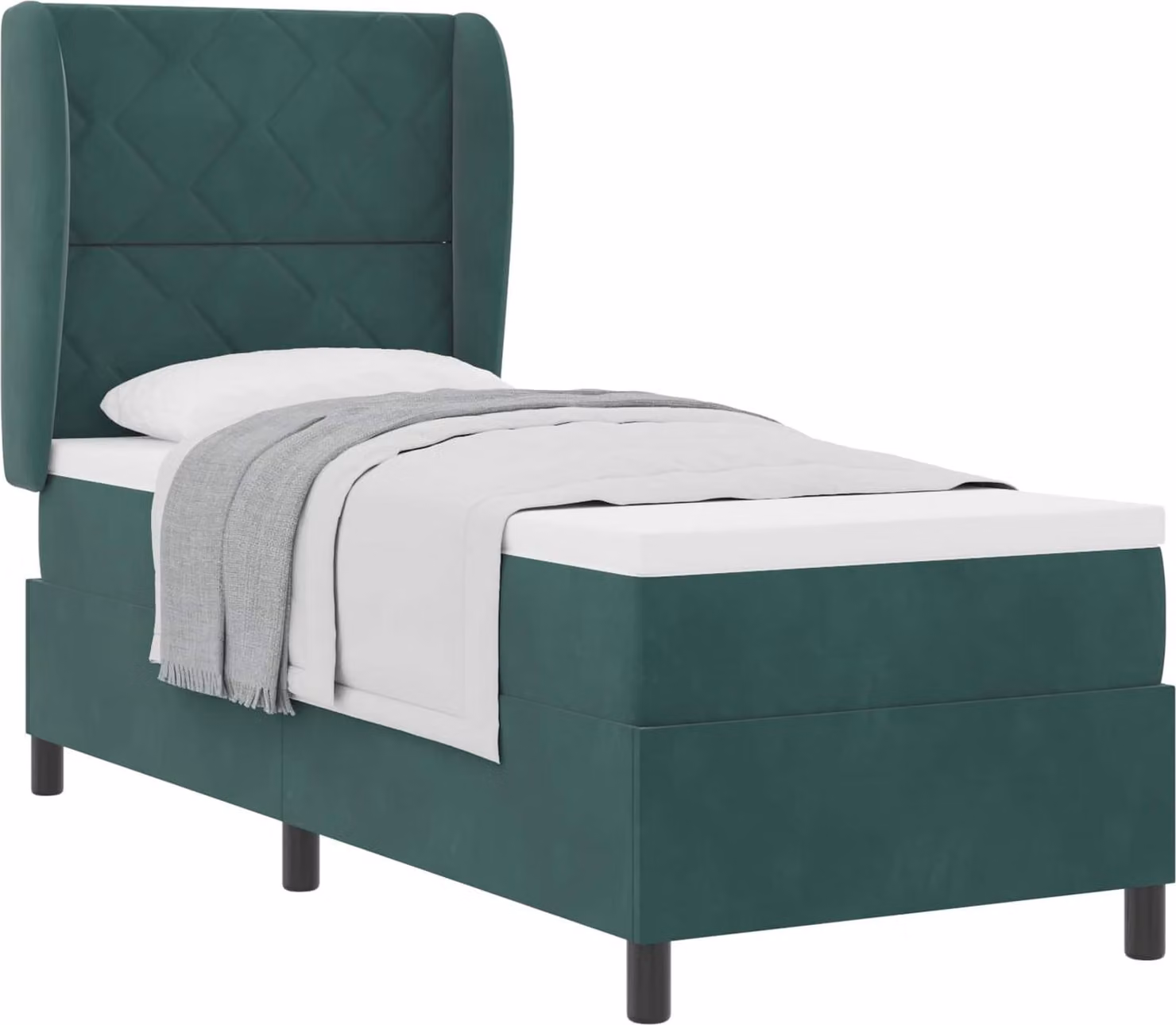 Letto a molle con materasso Verde Scuro 200 x 80 cm Velluto