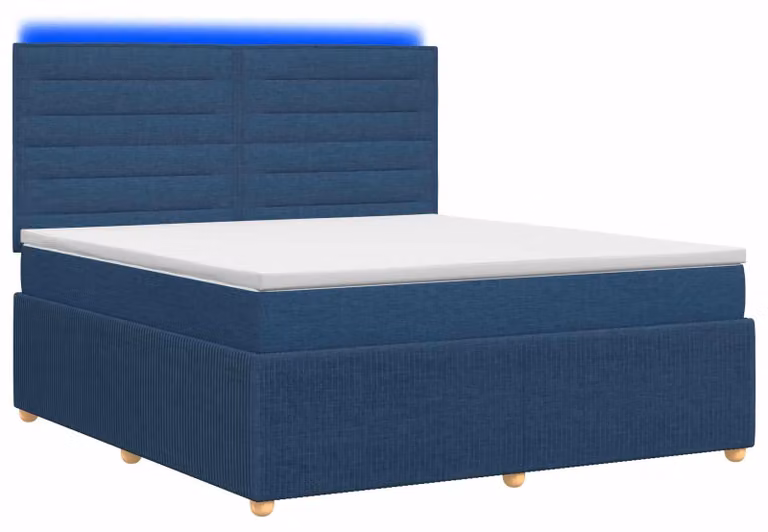 Letto boxspring LED con materasso blu 180 x 200 cm Tessuto