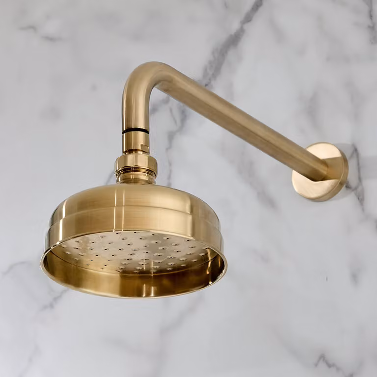 Soffione Doccia Circolare con Braccio a Parete da 155mm - Oro Satinato