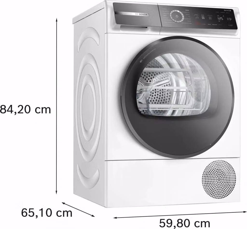 Asciugatrice a pompa di calore Bosch Serie 8, 9 kg, Classe C, con Wi-Fi e Smart Home Integration, Bianco, L 59,8 cm x P 61,3 cm x H 84,2 cm – 2