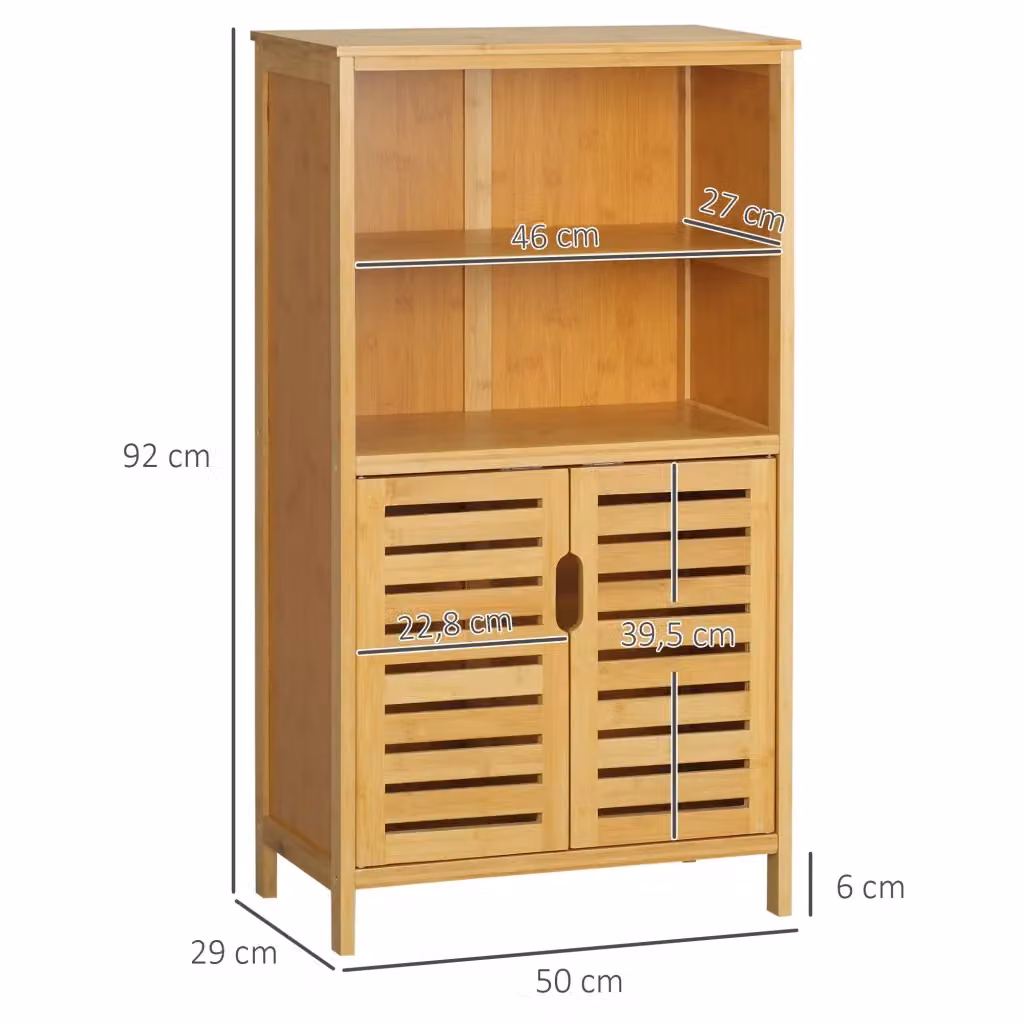 Mobile bagno REDOM in bambù naturale marrone con ripiani interni L: 50 cm, P: 29 cm, H: 92 cm – 2