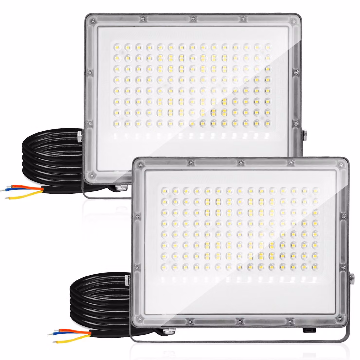 Ikodm, faretto LED da esterno, 100W, illuminazione LED IP65, alluminio, per uso esterno e industriale, luce bianca fredda 6000K, set da 2