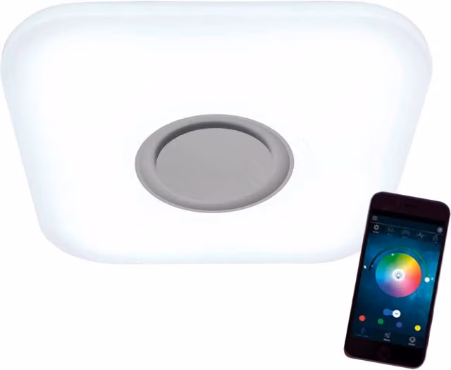 LÚZETE Lampada da soffitto LED quadrata bianca da 48W con Bluetooth e funzione dimmable