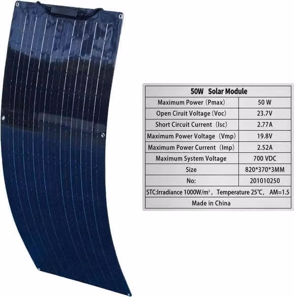 Pannello solare, 50 W, 12 V