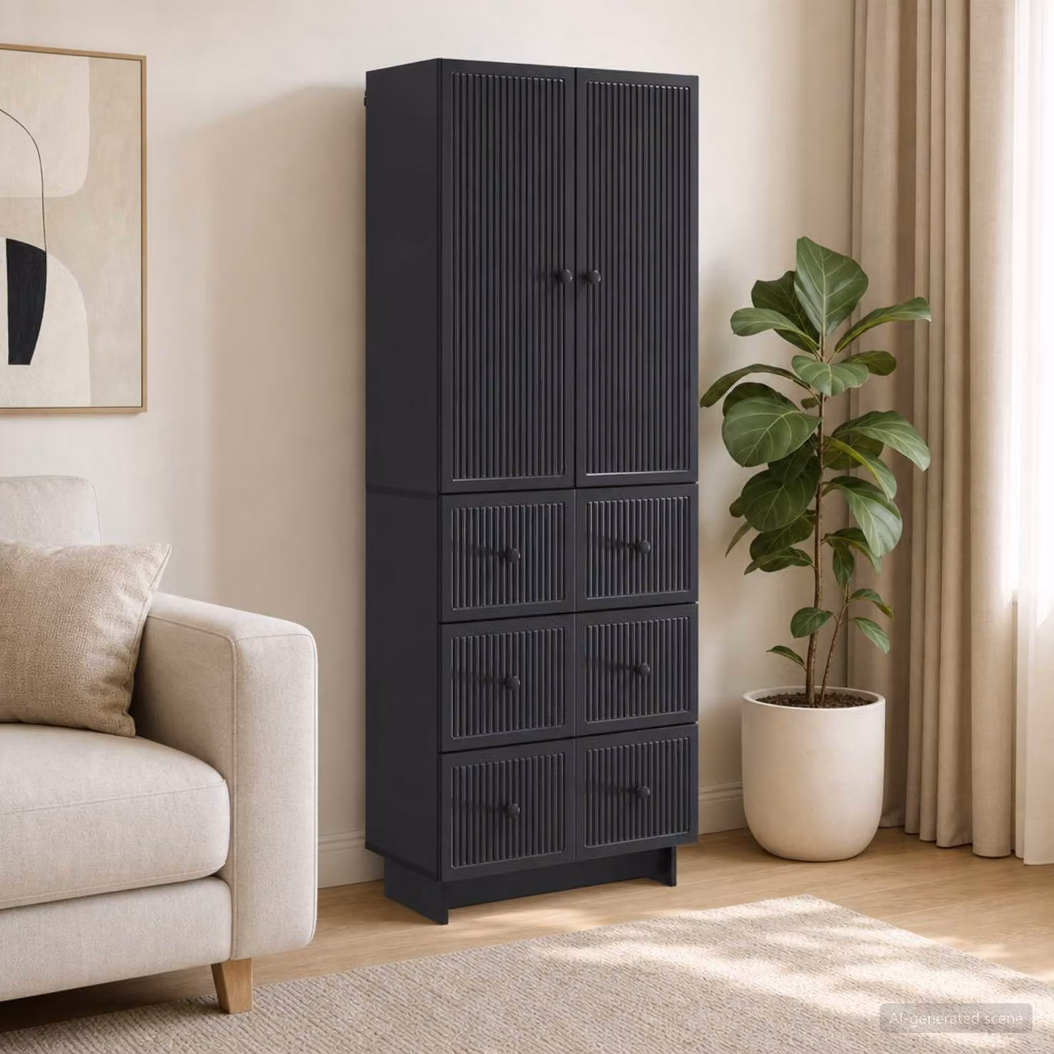 Set di 2 armadi a muro vidaXL in MDF nero e antracite con ante a battente e cassetti interni per soggiorno o esterno L/P/H: 90,0 x 34,5 x 66,0 cm