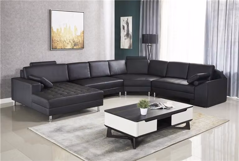 Ecksofa U-Form Sofa Couch Polster Ecksofa Wohnlandschaft Ledersofa Ledersofa