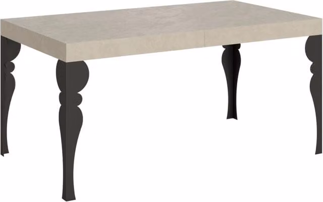 Tavolo allungabile moderno GIORDANOSHOP Paxon colore cashmere con telaio antracite L: 160-420 cm, P: 90 cm, H: 77 cm