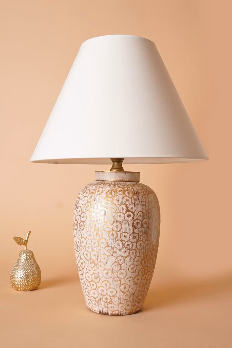 Opviq, lampada da tavolo di alta qualità, corpo in Vetroceramica, larghezza 35 cm, altezza 53 cm | Attacco E27, max. 40 W | Design elegante nei toni del bianco e dell'oro, ideale per ambienti in stile rustico.