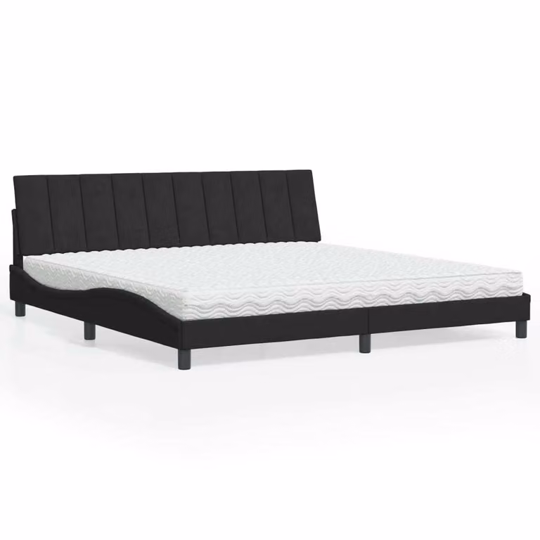 Letto con Materasso Hanko Nero 200x200 cm in Velluto