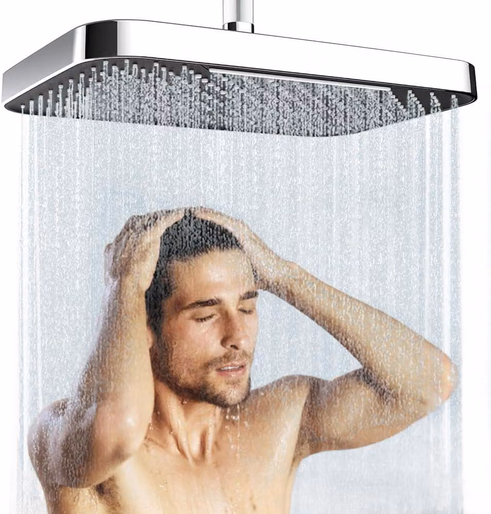 Doccia da parete, diametro 33 cm, con funzione anticalcare, regolabile a 360 gradi, ideale per il bagno