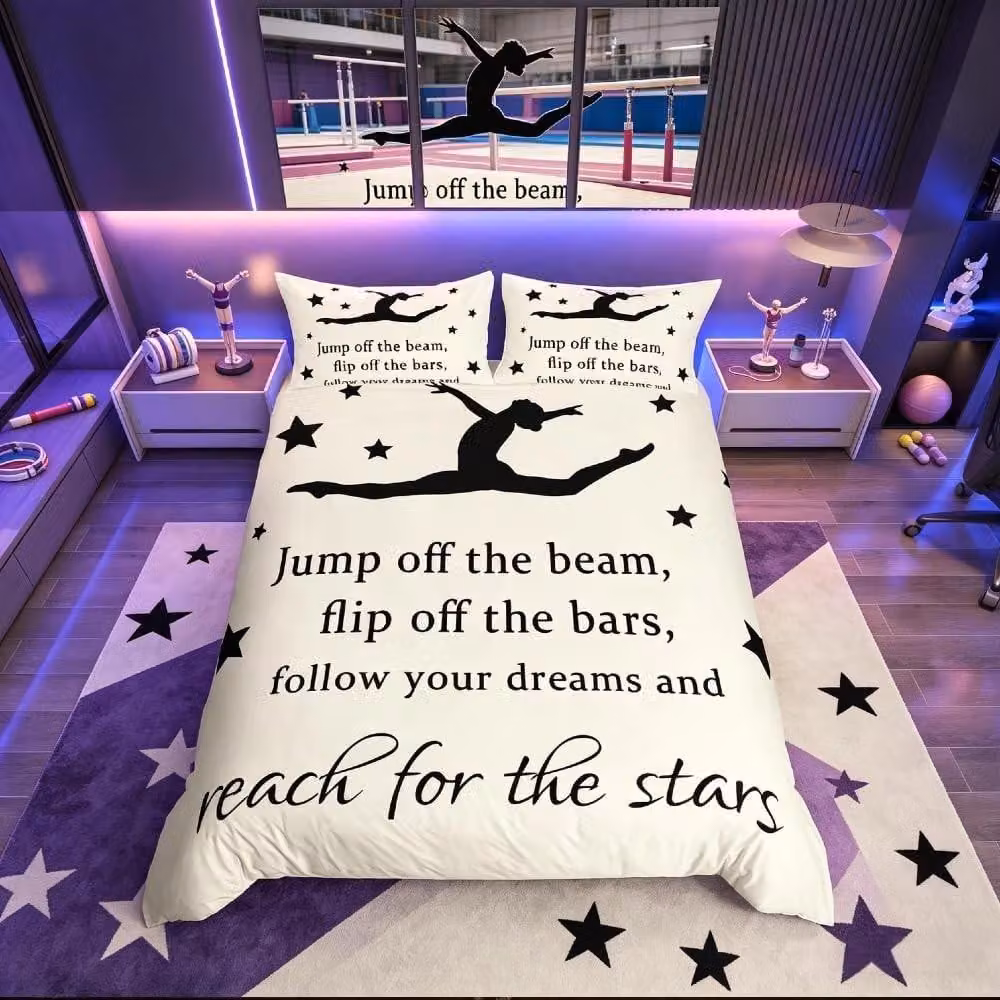 Set di lenzuola per letto a tema ginnastica, ideale per ballerini e appassionati di ginnastica - Misura singola