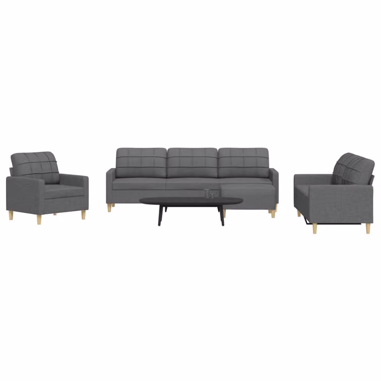 vidaXL Set di Divani Moderno 4 Pezzi in Tessuto Grigio con Poggiapiedi e Cuscini