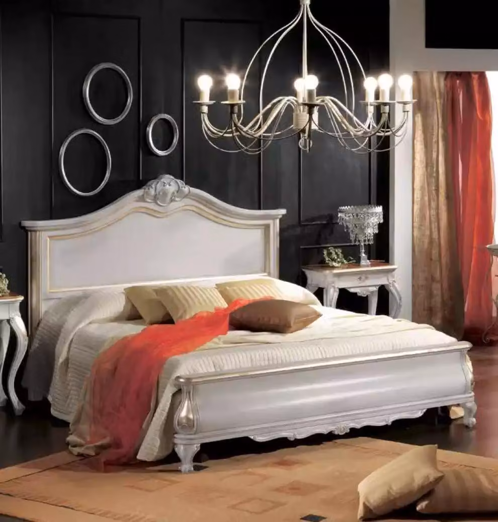 Weiße Schlafzimmer Möbel 2x Nachttische Schminktisch Modernes Bett 4tlg
