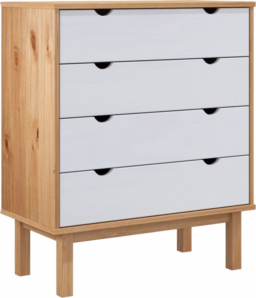 Cassettiera OTTA Marrone e Bianco 76,5x39,5x90 cm Legno di Pino