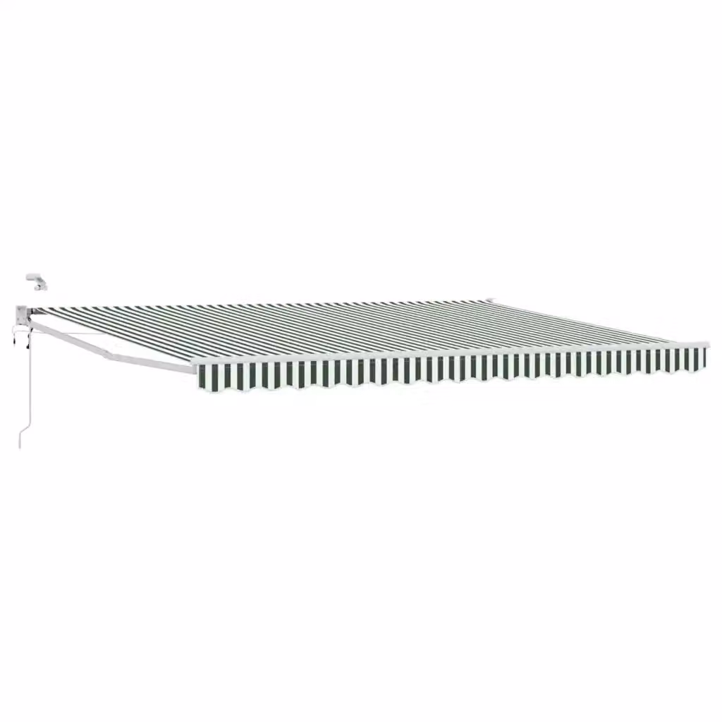 Tettuccio elettrico retrattile vidaXL con bracci pieghevoli in alluminio e tessuto in poliestere, Verde e Bianco, L: 4 m x P: 3 m – 2