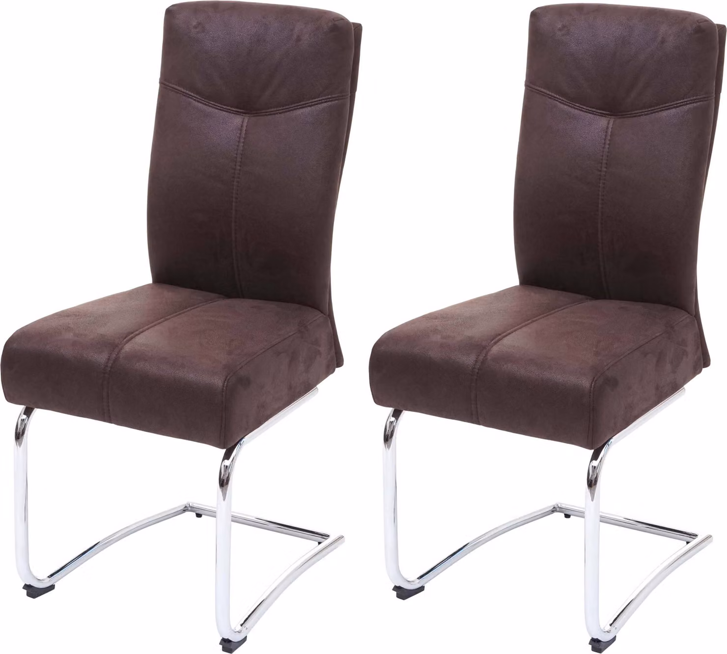 set di 2 sedie per sala da pranzo MCW-G56, sedia da cucina a sbalzo, tessuto effetto scamosciato ~ marrone