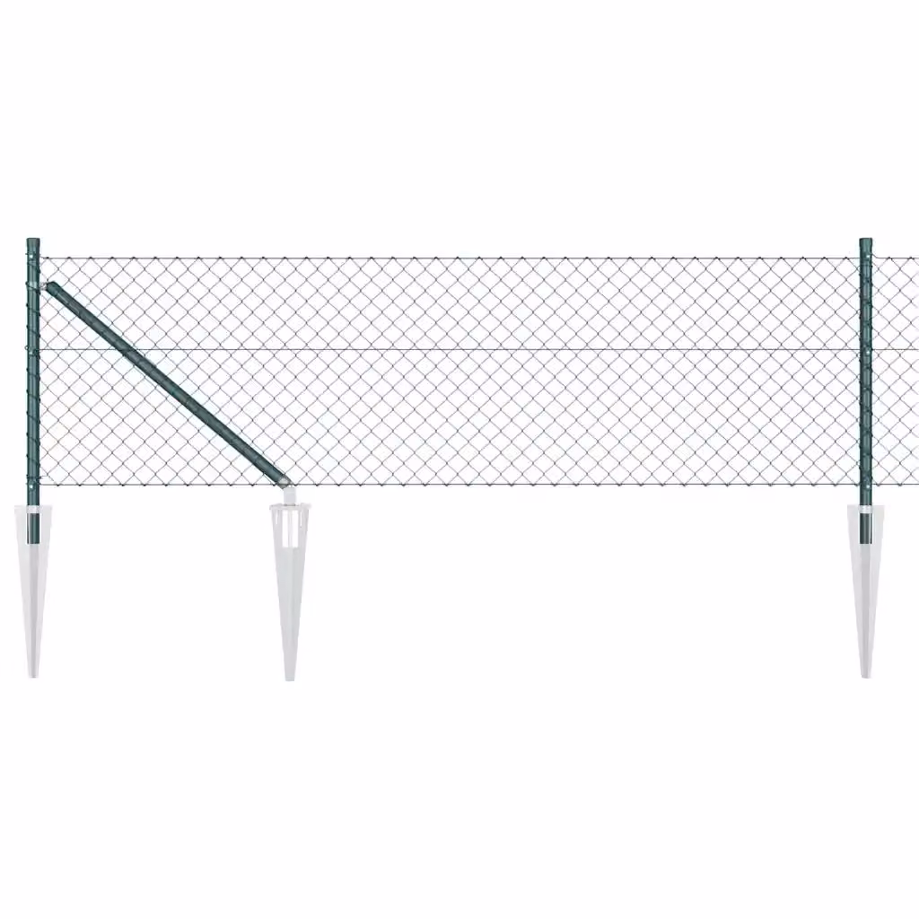 Recinzione a maglie vidaXL in acciaio rivestito in PVC verde con pali per installazione nel terreno, L: 250 cm, H: 27 cm, P: 40 cm – 2