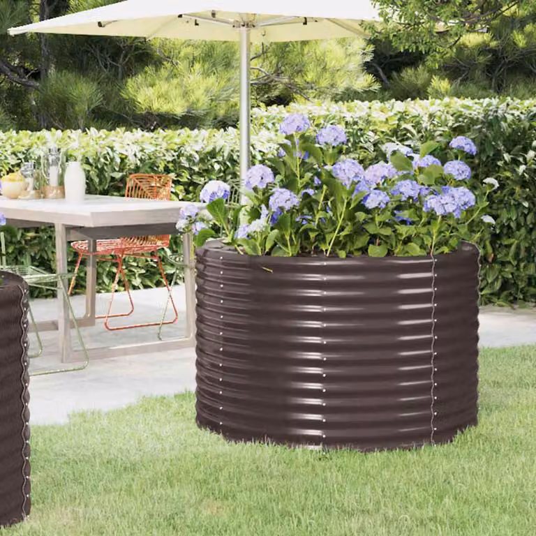 Letto da giardino rialzato vidaXL in acciaio zincato marrone L: 100 cm, P: 100 cm, H: 68 cm