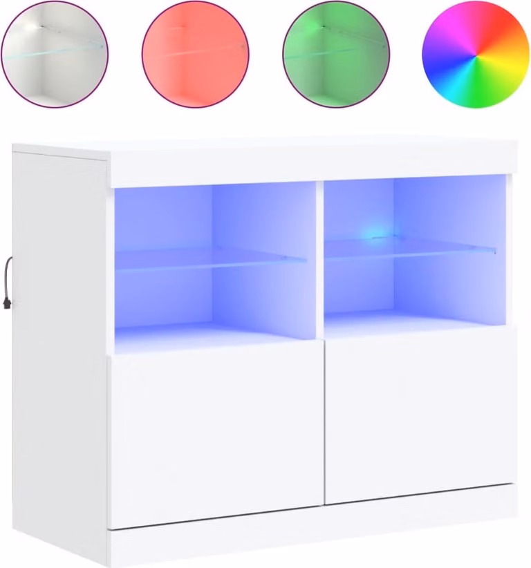 Credenza con Luci LED Bianca 81x37x67 cm
