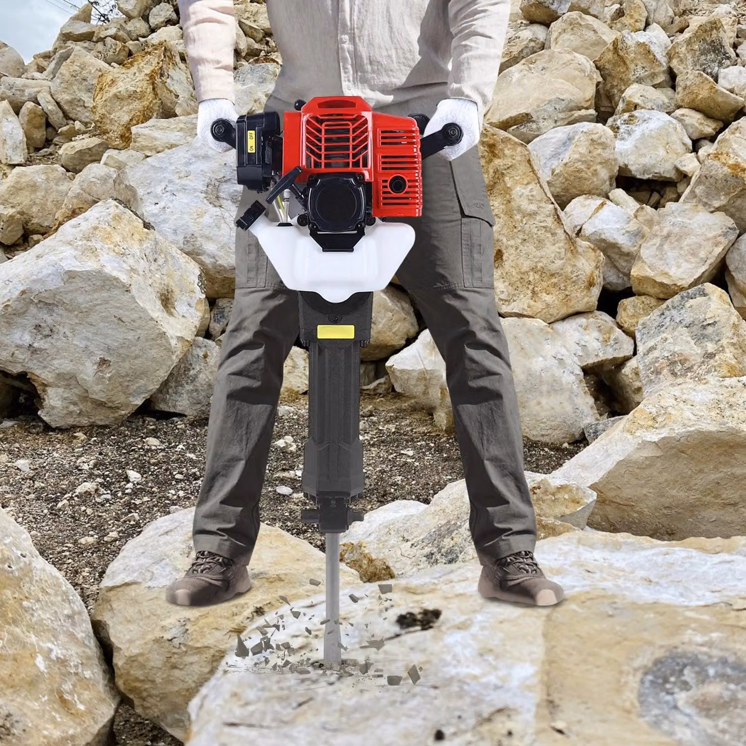 Martello demolitore - Trapano avvitatore a percussione - Martello demolitore manuale - Martello demolitore portatile - Attrezzo per martello demolitore - Motore a 2 tempi da 52cc
