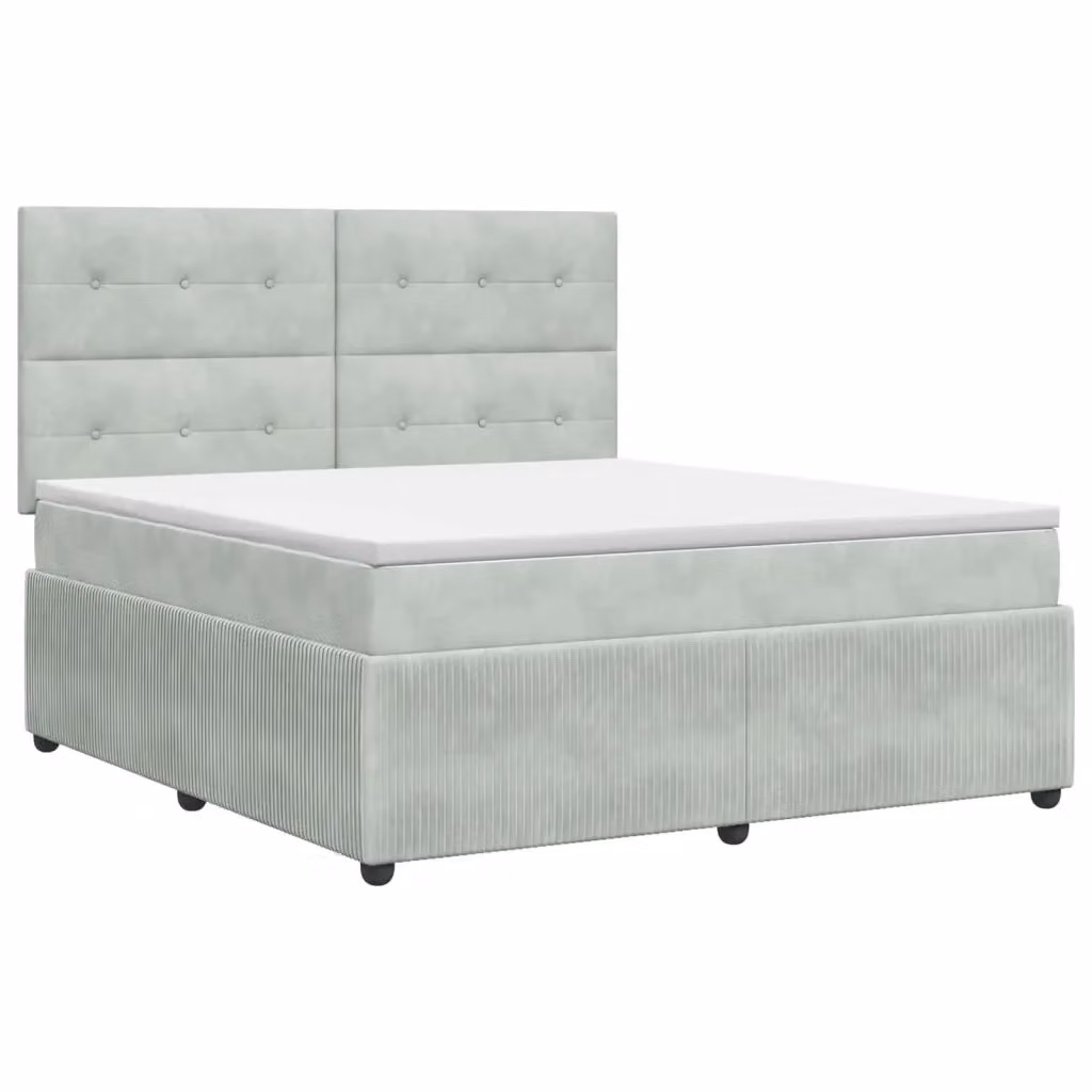 Letto box spring con materasso ibrido vidaXL in tessuto grigio e bianco L: 180 cm, P: 200 cm – 2