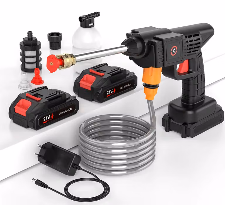 Idropulitrice senza fili - Pistola di pulizia elettrica portatile - 50 bar - Modello 1 - 2 batterie - Adatta per auto, finestre e uso domestico