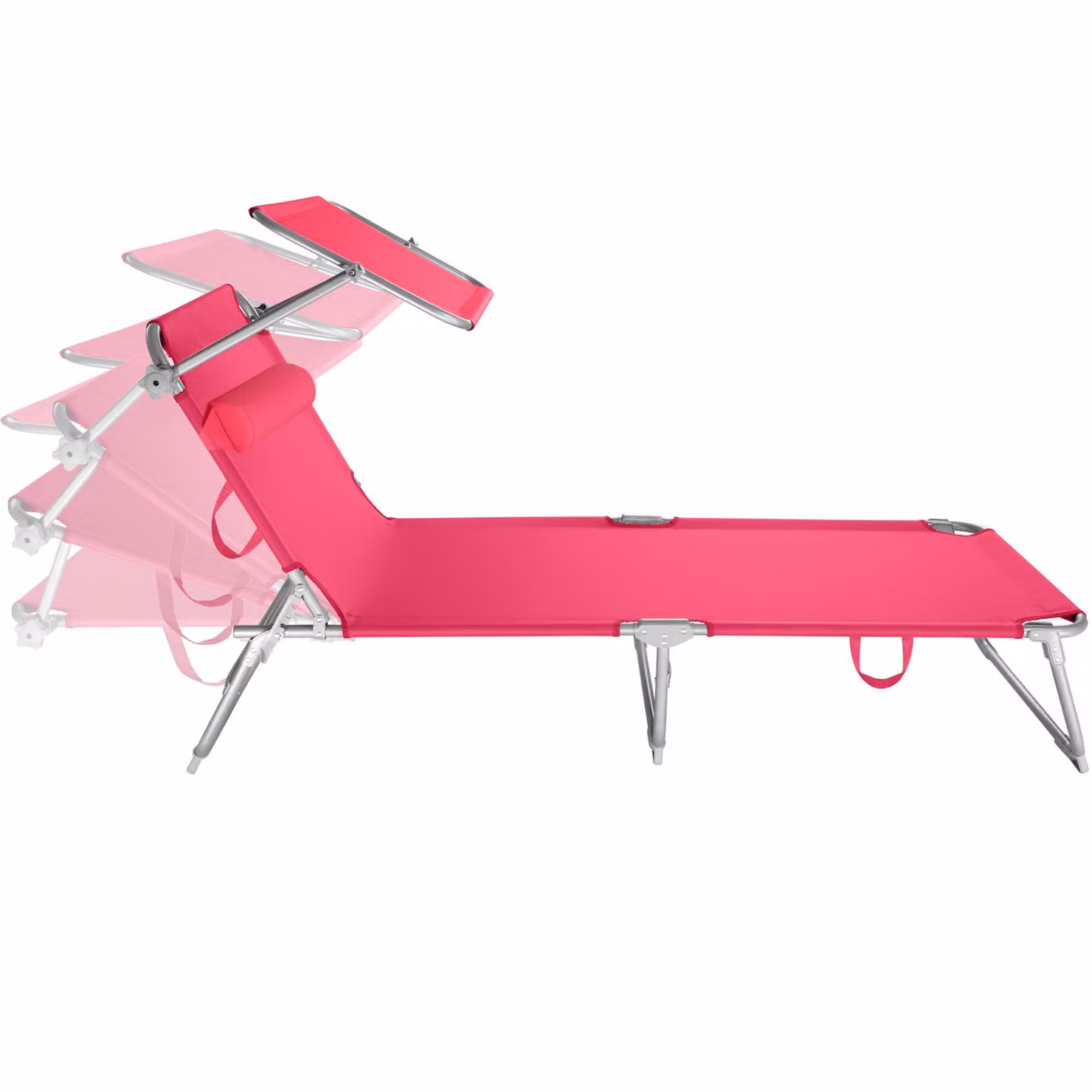 Set di 2 lettini da giardino Chloe TecTake rosa con parasole e poggiatesta regolabile – 3