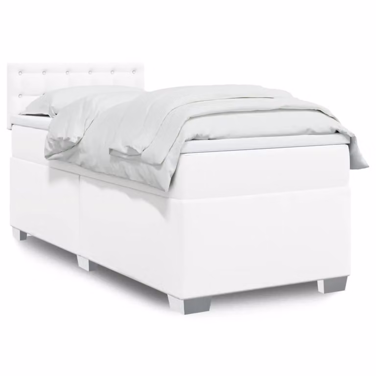 vidaXL Giroletto a Molle Ibrido con Materasso in Similpelle Bianco L/P/H: 100 x 200 x 100,5 cm