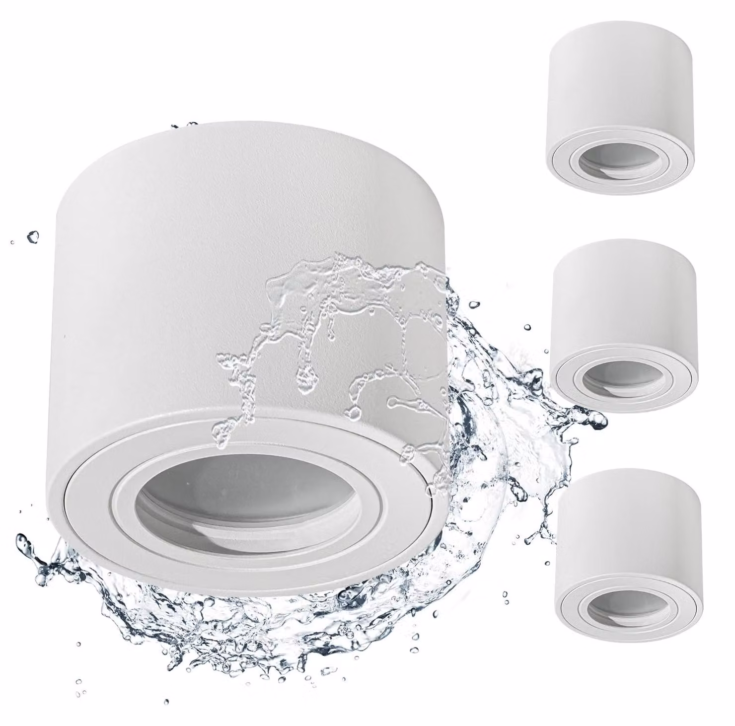 Base di montaggio IP44, diametro 80 mm, alluminio bianco, set da 4, impermeabile