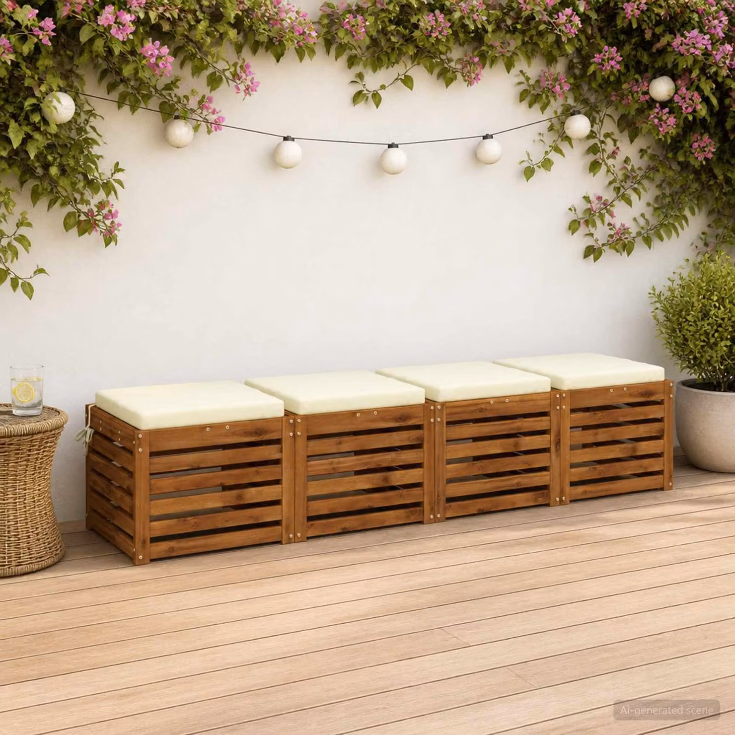 Set di 4 cuscini per sedia vidaXL SOEST in poliestere beige con fodera rimovibile e resistenza ai raggi UV