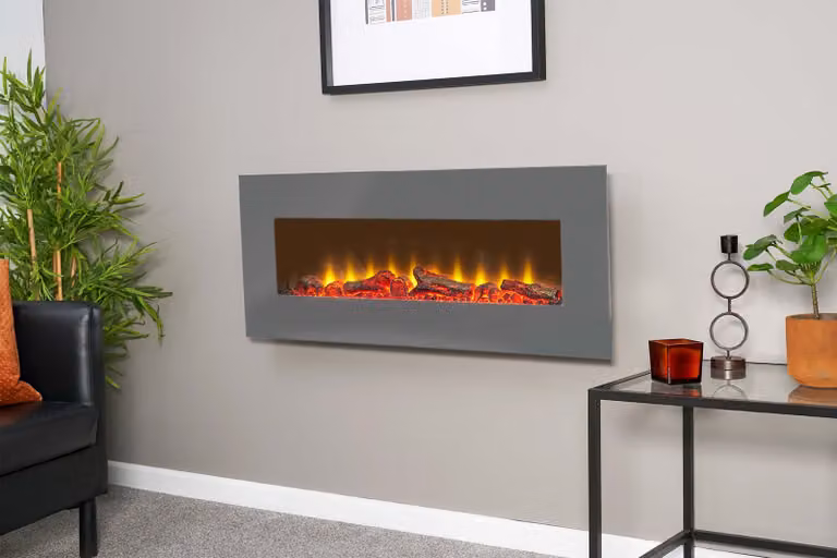 Sureflame WM-9505 Caminetto elettrico da parete con telecomando in grigio, 42 pollici