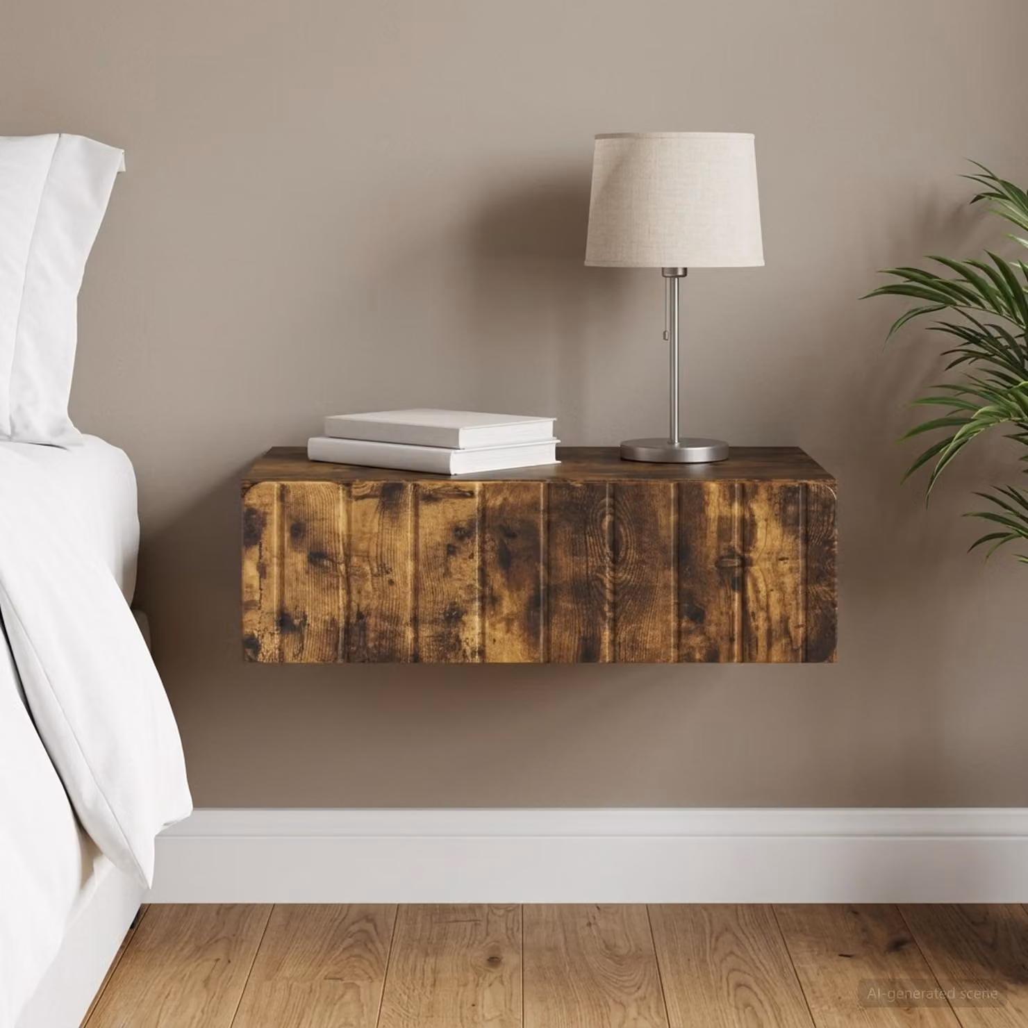 vidaXL Tavolino da Parete Laterale in Rovere Fumo, L 59 cm x P 34,5 cm x H 17 cm
