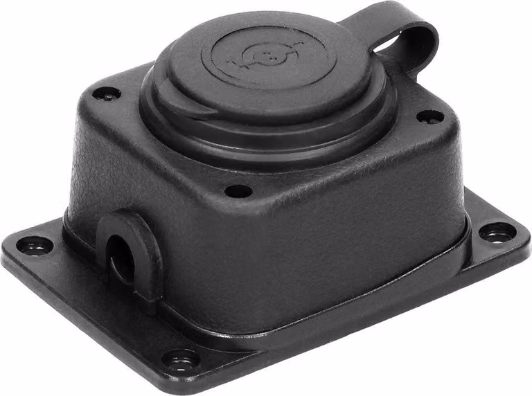 Resistente agli spruzzi e agli urti, IP44, 1 presa 2P+Z, 16A, 230V AC, gomma, resistente alla fiamma