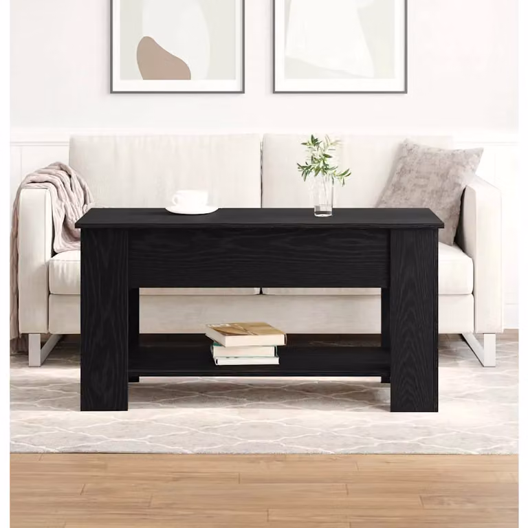 vidaXL Tavolino da salotto moderno in legno nero L: 101 cm, P: 49 cm, H: 52 cm