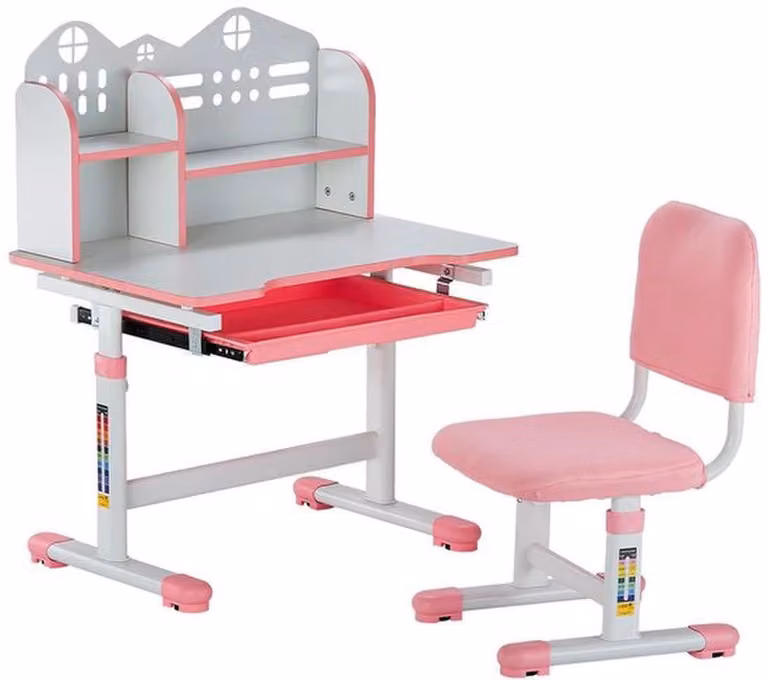 Set da scrivania per bambini Azomor regolabile in altezza con sedia ergonomica e vano portaoggetti