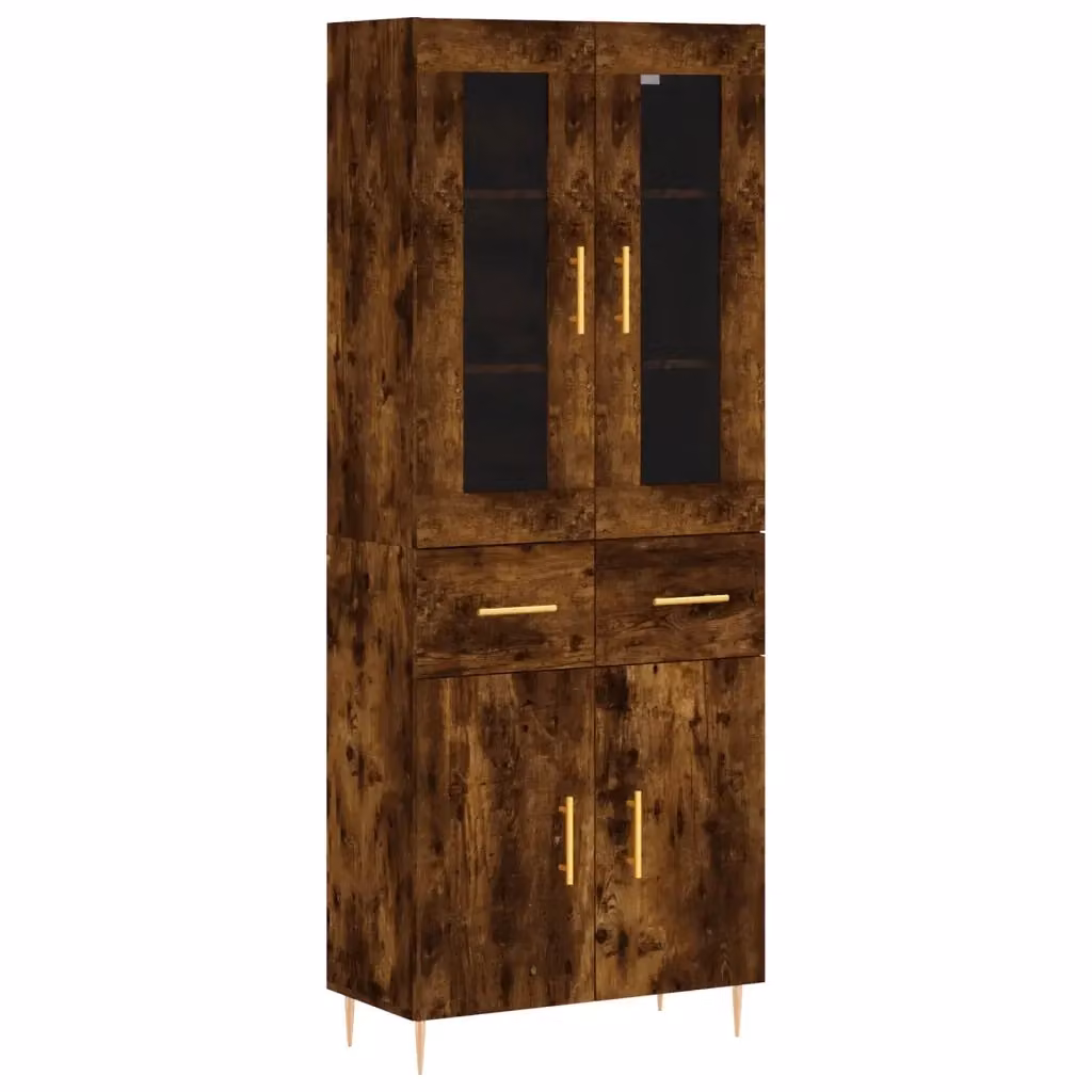 Credenza moderna vidaXL in legno e vetro color marrone L: 69,5 cm, P: 34 cm, H: 180 cm – 2