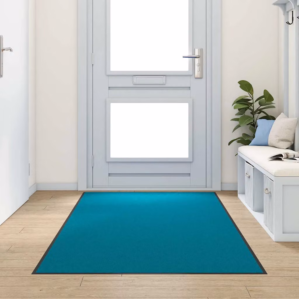 Tappetino moderno vidaXL rettangolare in poliammide e PVC, Blu e Nero, L: 120 cm x P: 250 cm