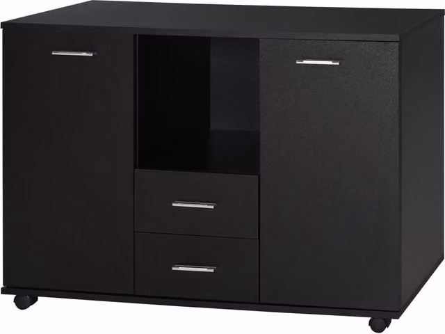 Armadietto FADAMI con 2 Ante e 2 Cassetti in MDF Nero Opaco L: 100 cm, P: 40 cm, H: 71 cm