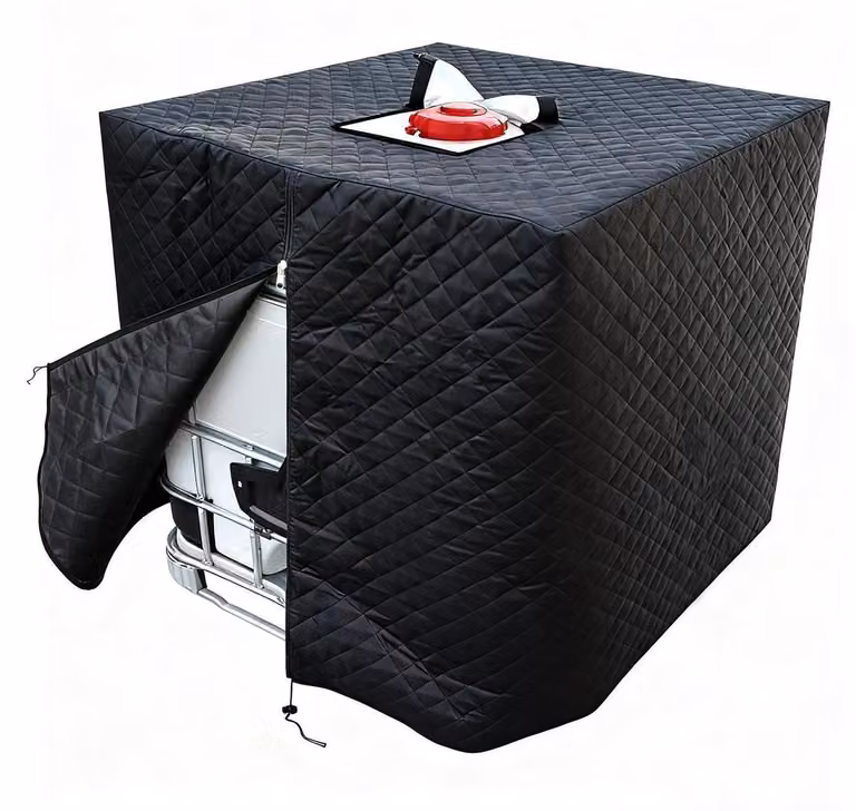 Copertura per serbatoio IBC, resistente al gelo, capacità 1000 litri, dimensioni 120x110x116 cm, colore nero, protezione antigelo e protezione dai raggi UV
