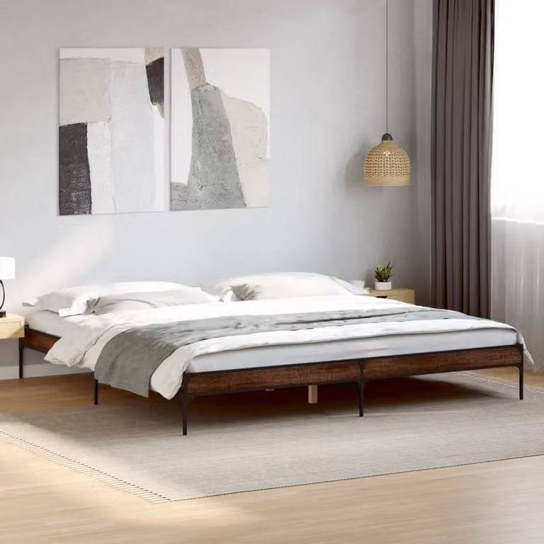Giroletto vidaXL in legno e metallo color rovere marrone, L/P: 200 x 200 cm