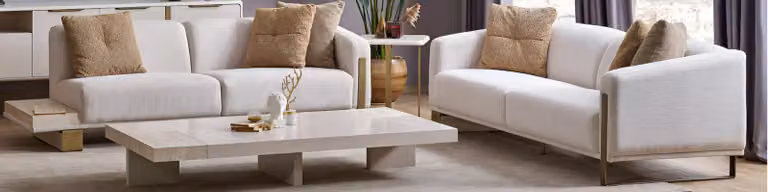 Set da salotto moderno: 2 divani, tavolino da salotto e tavolino di servizio