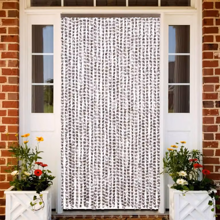 Tenda Antimosche vidaXL in Ciniglia, Colore Tortora e Bianca, L: 118 cm x H: 220 cm