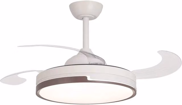 LÚZETE Ventilatore a soffitto LED Skyler da 38W con 4 pale pieghevoli bianche e telecomando – 1